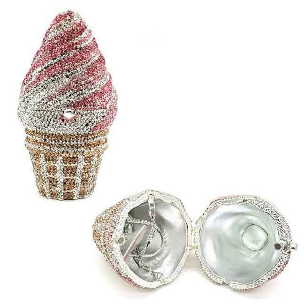 Ice Cream Cone Crystal Clutch Purse